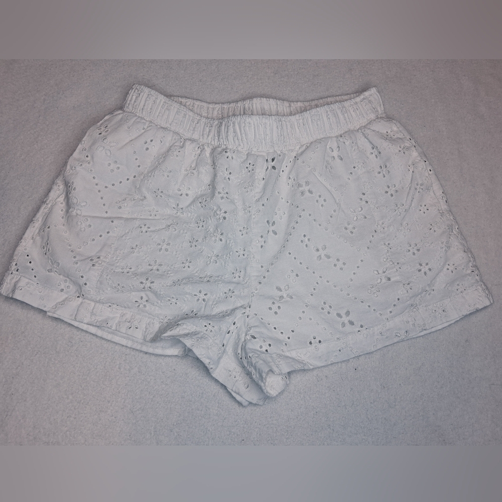 4/20$ Thread & Supply White Eyelet High Waist Shorts
